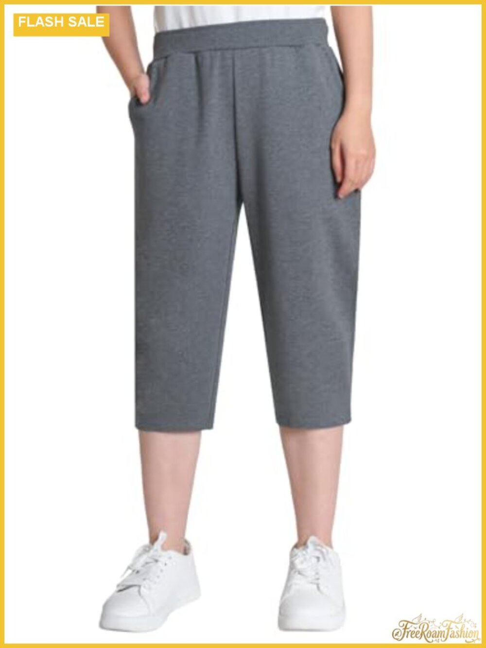 Petite Pull On Capri Pants Cotton Stretch Casual Crop Pants